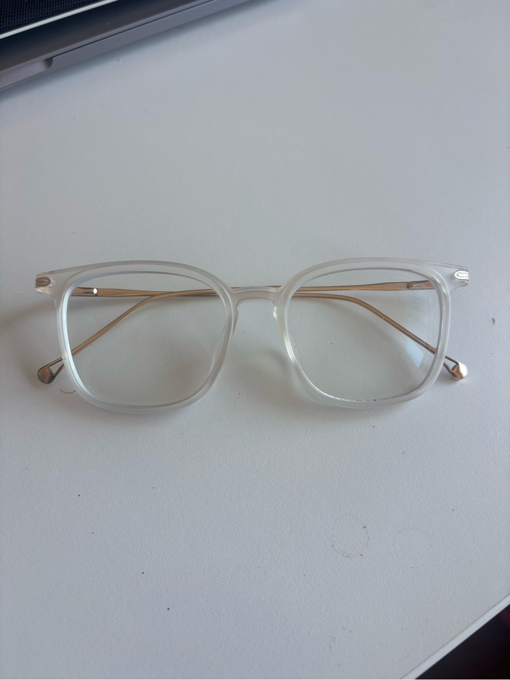 Clear frame Zenni Square glasses prescription lenses